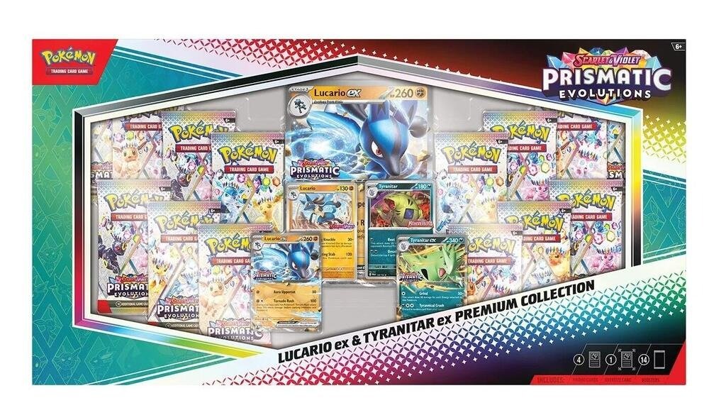 Pokémon TCG: Scarlet & Violet Prismatic Evolutions Lucario ex & Tyranitar ex Premium Collection