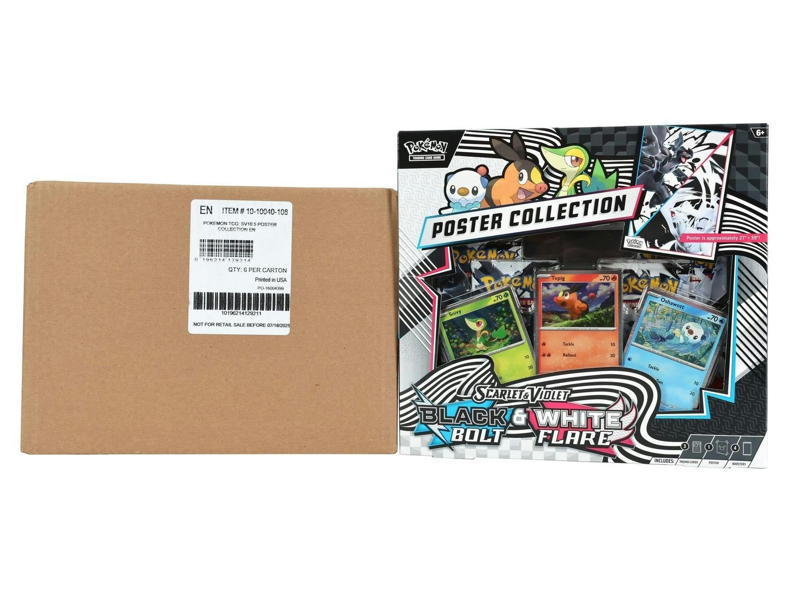 Pokémon TCG: Scarlet & Violet (SV10.5) Black Bolt & White Flare – Unova Poster Collection 6-Box Case
