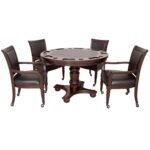 Hathaway Bridgeport 48-in Poker Table and Dining Top with 4 Arm Chairs – Walnut Finish BG2348W