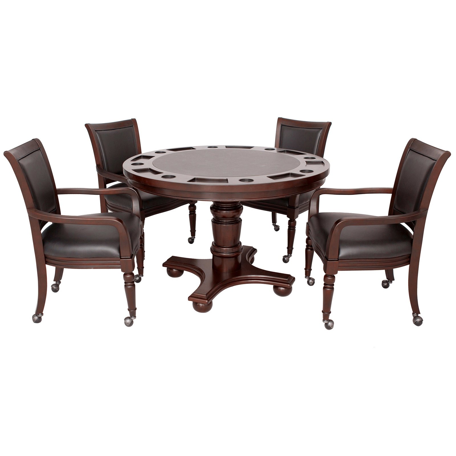 Hathaway Bridgeport 48-in Poker Table and Dining Top with 4 Arm Chairs – Walnut Finish BG2348W