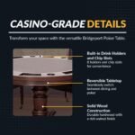 Hathaway Bridgeport 48-in Poker Table and Dining Top with 4 Arm Chairs – Walnut Finish BG2348W (image 4)