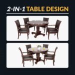 Hathaway Bridgeport 48-in Poker Table and Dining Top with 4 Arm Chairs – Walnut Finish BG2348W (image 2)