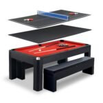 Hathaway Park Avenue 7-ft Pool Table Combo Set with Benches – Black with Red Felt BG2530PR