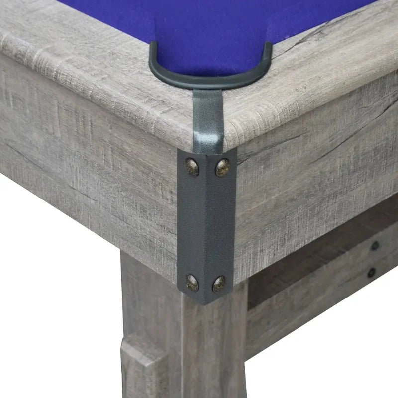 Hathaway Logan 7-ft Pool Table Combo Set with Benches – Rustic Gray with Blue Felt BG50348 (image 4)