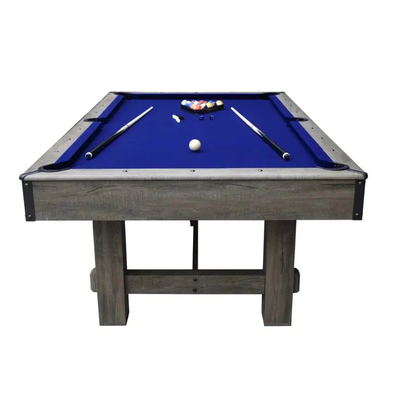 Hathaway Logan 7-ft Pool Table Combo Set with Benches – Rustic Gray with Blue Felt BG50348 (image 3)