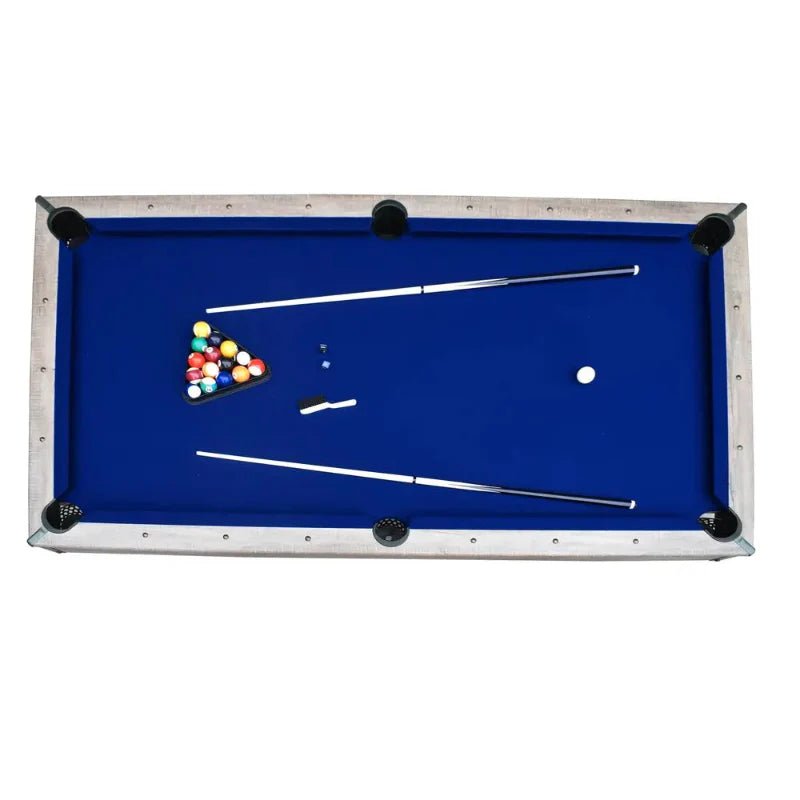 Hathaway Logan 7-ft Pool Table Combo Set with Benches – Rustic Gray with Blue Felt BG50348 (image 2)